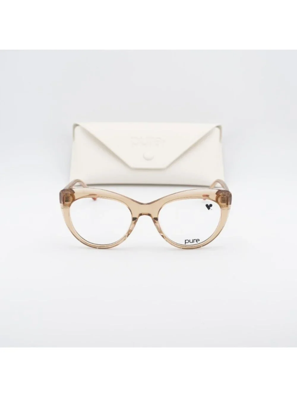 Pure P-7009 N 250 Cat Eye Eyeglasses 52mm – Transparent Camel